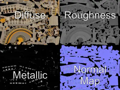 Grand Mosque Architectural Model Pack with Detailed Minaret Low-poly 3D model