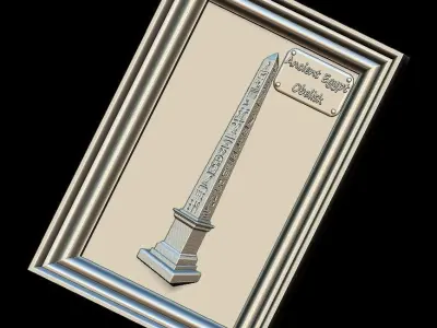 Obelisk with hieroglyphs Panno STL File for CNC Relief engraving 3D model