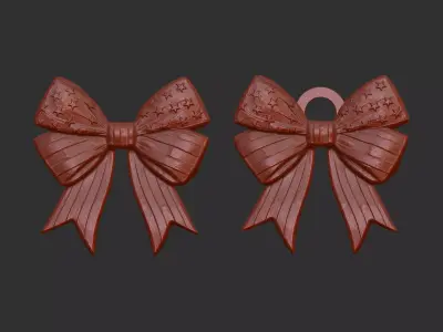 American flag pattern ribbon bow decor  3D print model