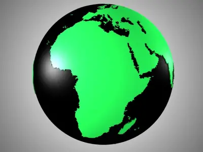 Solid Color Black Green Globe 3D model
