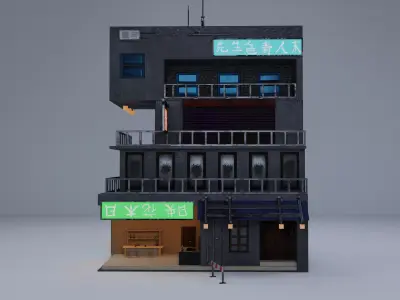  Cyberpunk Building 4 Low-poly 3D model