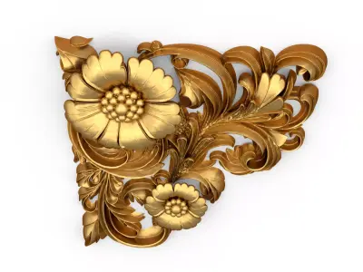 Classic carved corner decor ornament cnc 3d printing stl 03 3D model