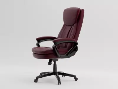  Luxury Burgundy Leather Executive Office Chair PBR 3D Model 3D model