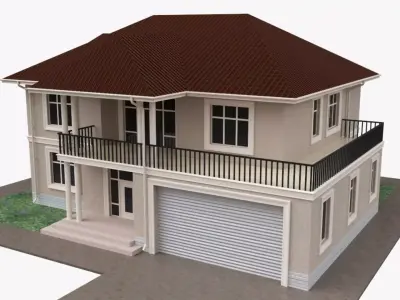Building house two-story villa with garage Free 3D model