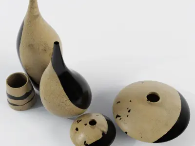 Raku Brushstroke Vases 3D model