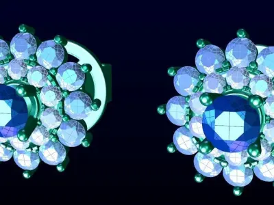 Double Cluster Halo Earrings 1 3D print model