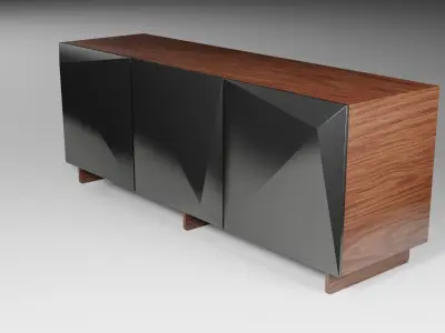 Drawer modern sideboard made of wood and metal Low-poly 3D model