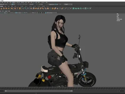 Motorcycle Girl 001 3D model