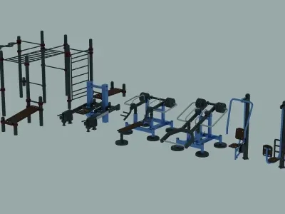 Trainers for outdoor sports grounds  Horizontal bar with bars 3D model