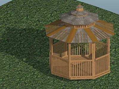 Gazebo - 8 Sided - High Poly Free 3D model