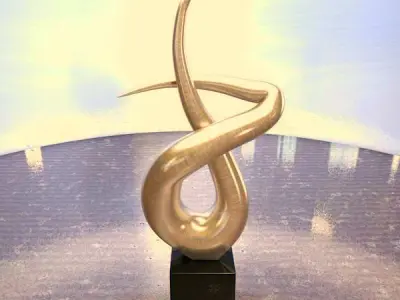 Abstract silver flame home decoration statue 3D model