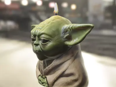 Yoda shaped candle Low-poly 3D model