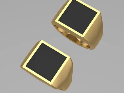 2 types of Classic Square Onyx ring 3D print model