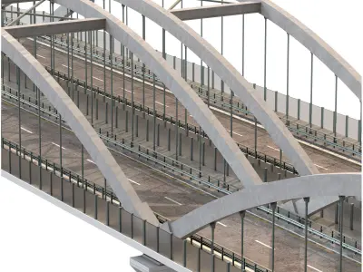 through arch bridge with a two-lane road 3D model