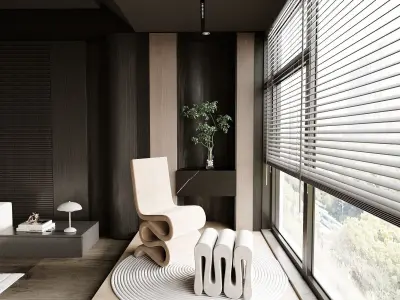 modern dark bedroom 3D model