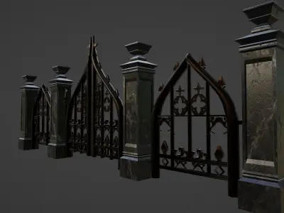 Cemetery Gothic Fence Low-poly 3D model