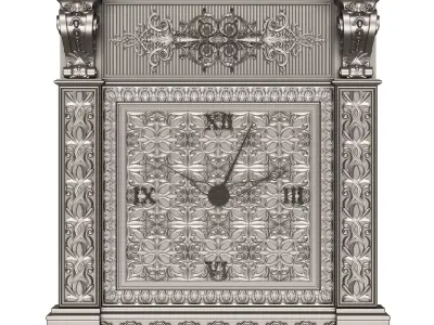 Classic Clock 02 Chrome Low-poly 3D model