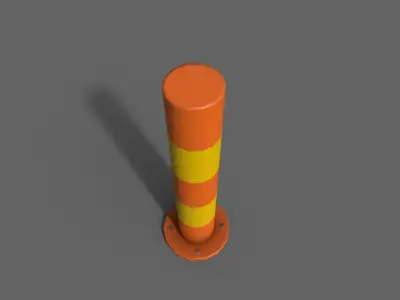 PBR Bollard OrangeYellow Low-poly 3D model