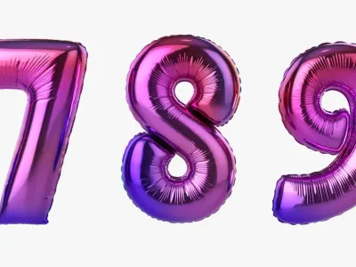 Foil air balloon numbers 01 3D model