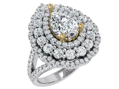 Pear Halo Luxury Ring 4689 3D print model