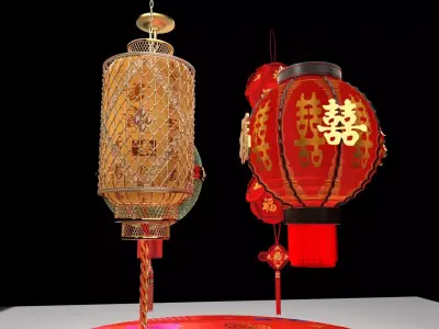 Chinese red lantern 3D model