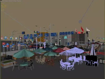 Low poly street view Low-poly 3D model
