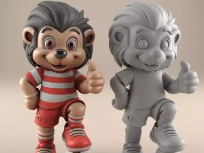 Cute Soccer Lion STL 3D Print Model 3D print model