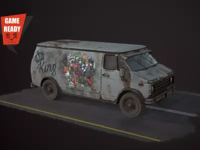 OLD VAN PBR LowPoly Low-poly 3D model