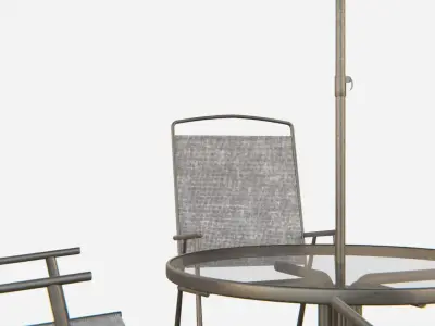 Umbrella Table Patio Chair id 3 Low-poly 3D model