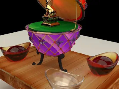 Chinese Gold Ingot with Russia Faberge egg    3D model