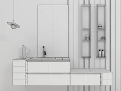 Bathroom furniture set Gold 2 3D model