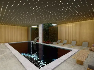 LUXURY  MODERN POOL VILLA JACUZZI INTERIOR GARDEN Low-poly 3D model