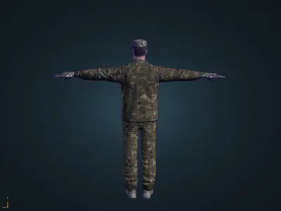 Low-Poly Soldier 3D Model T Pose Game Ready  Low-poly 3D model