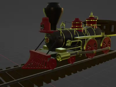 4-4-0 Steam Train 3D model