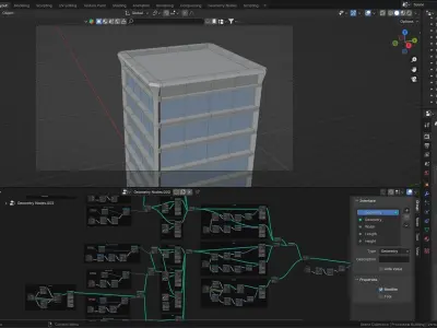 Procedural Building skyscraper V1 - Geometry Nodes Blender  3D model