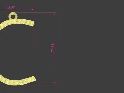 Letter C Pendant Diamonds Gold Silver Platinum Luxury Jewelry 3D print model