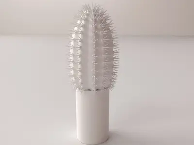 Cactus with spikes in pot 3D model