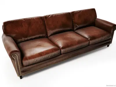 Leather Sofas and Armchair PBR Game Ready Low-poly 3D model