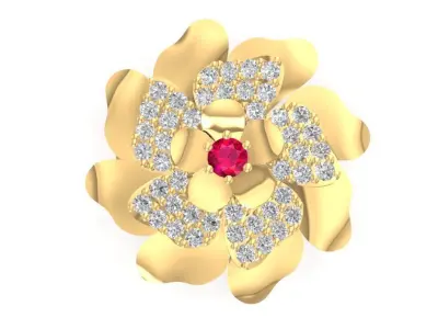 Luxury Rose Flower Diamond Ring 1493 3D print model