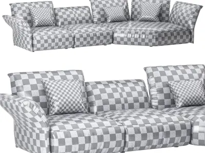 Flower Designed Luxury Calf Leather Sofa 3D model purchase