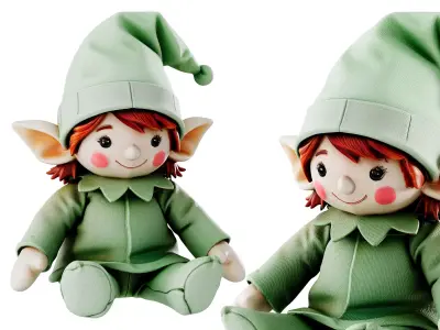 Plush Christmas Elf Toy 3D model