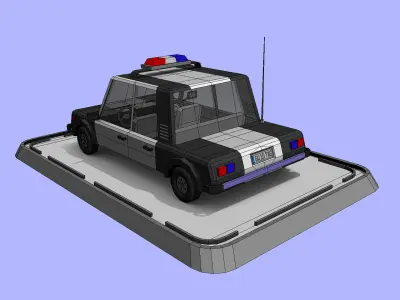 Cartoon Low Poly Police Car Low-poly 3D model