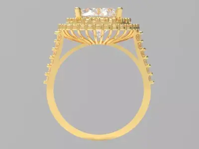Elegant Gold Ring with oval Central Gemstone  3D print model