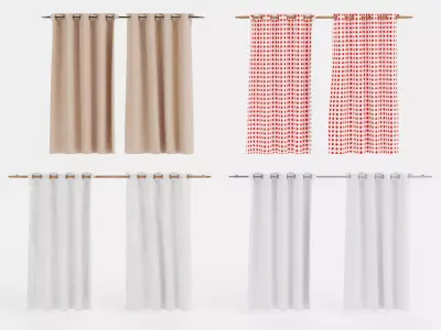 Curtains Set - Complete Window Drapery Collection 3D model