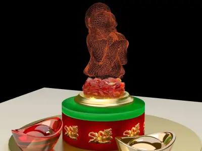 Chinese gold ingot 3D model