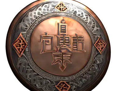 Fantasy Bronze Silver Medallion Low-poly 3D model
