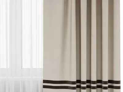 Curtain with gray stripes 64 Low-poly 3D model
