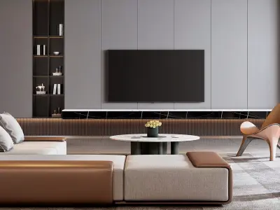 Modern living room 3D model 8