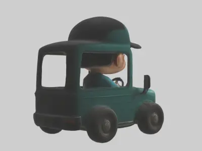 Cartoon Bus Driver 1 Low-poly 3D model