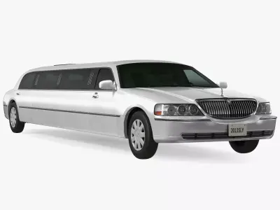 Lincoln Town Limo White Rigged 3D model